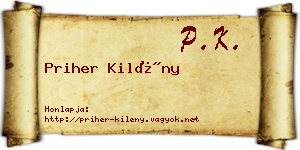 Priher Kilény névjegykártya